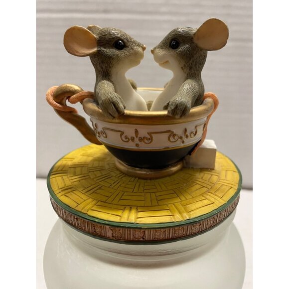 Adorable Mice in Teacup Jar 7"